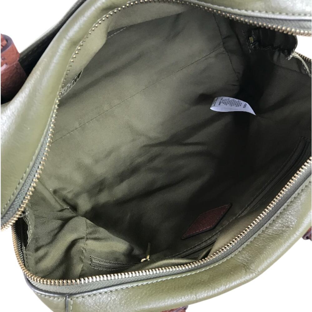 FOSSIL Cow Leather Rachel  Satchel Bag Olive Green Timeless Classic Office Retro - Picture 6 of 11